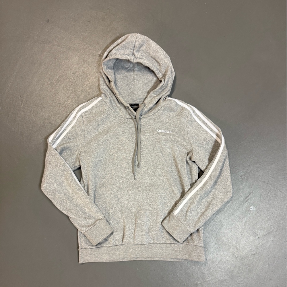 Adidas Heather Gray Hoodie with White Accents